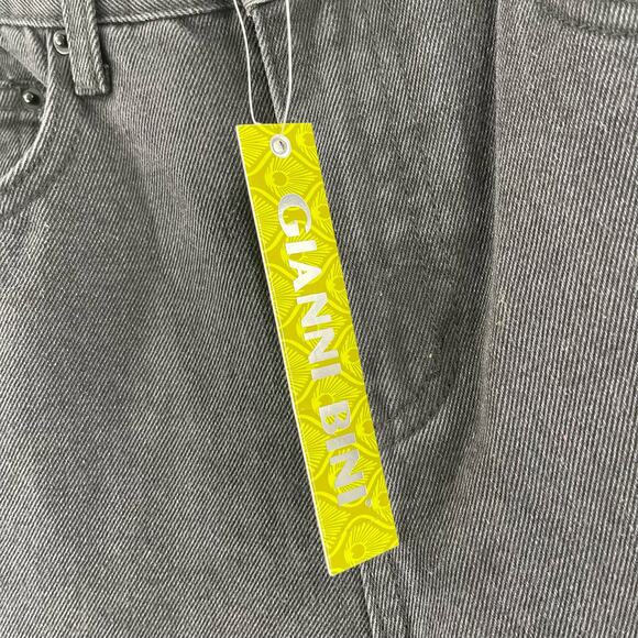 GIANNI BINI Jeans Denim Size 27 Stella Raw Hem Gray Black 100% Cotton Crop NWT - Picture 5 of 16